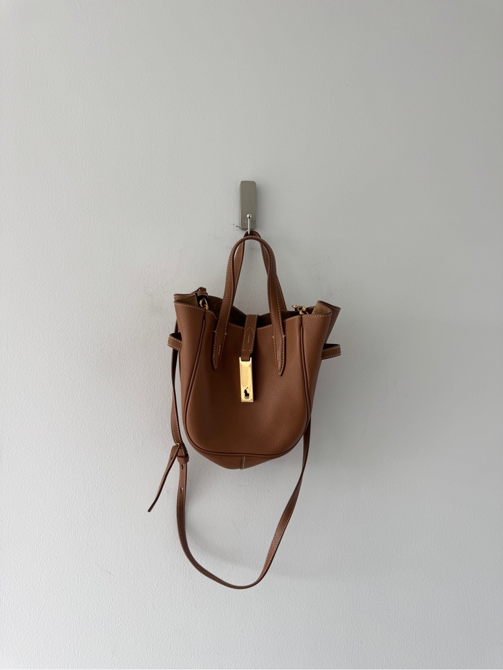 POLO RALPH LAUREN ID Small Leather Top Handle Bag in Brown - Picture 2 of 7